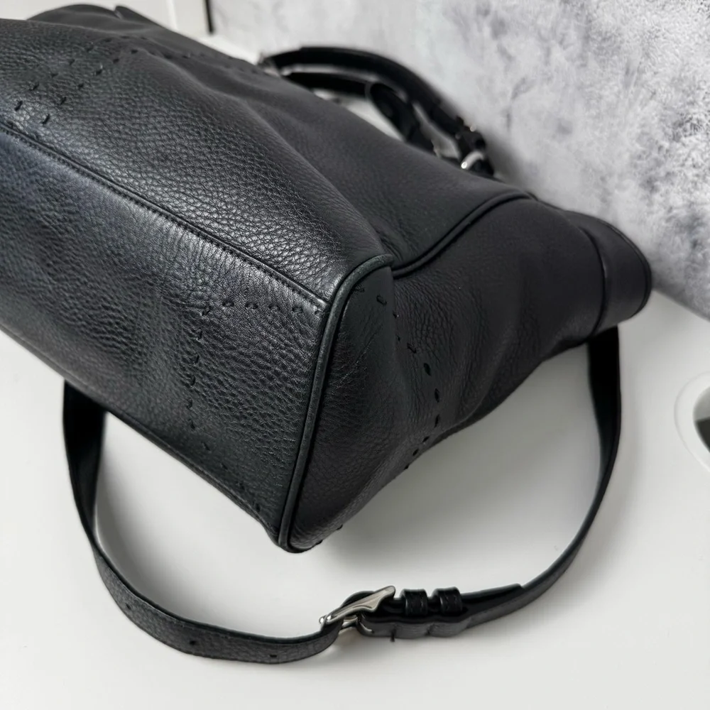Coach Black Leather Satchel with Silver Hardware